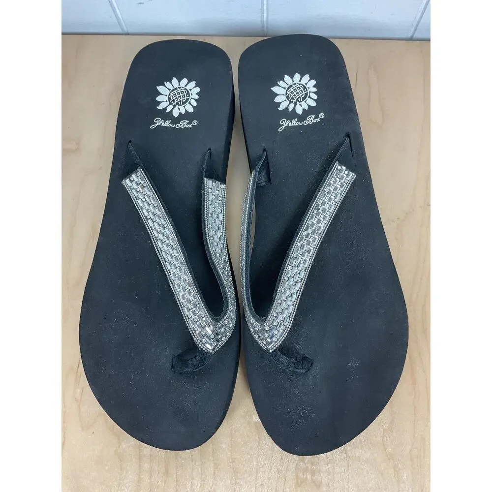 Yellow Box Almeta Smoke Flip Flops Jeweled‎ Beaded Platform Sandals Size 7.5 - Picture 3 of 6